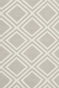 GREY AND IVORY GEOMETRIC HAND WOVEN DHURRIE by Imperial Knots - Image 2