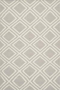 Grey and ivory geometric hand woven dhurrie wool hand-woven rug for bedroom