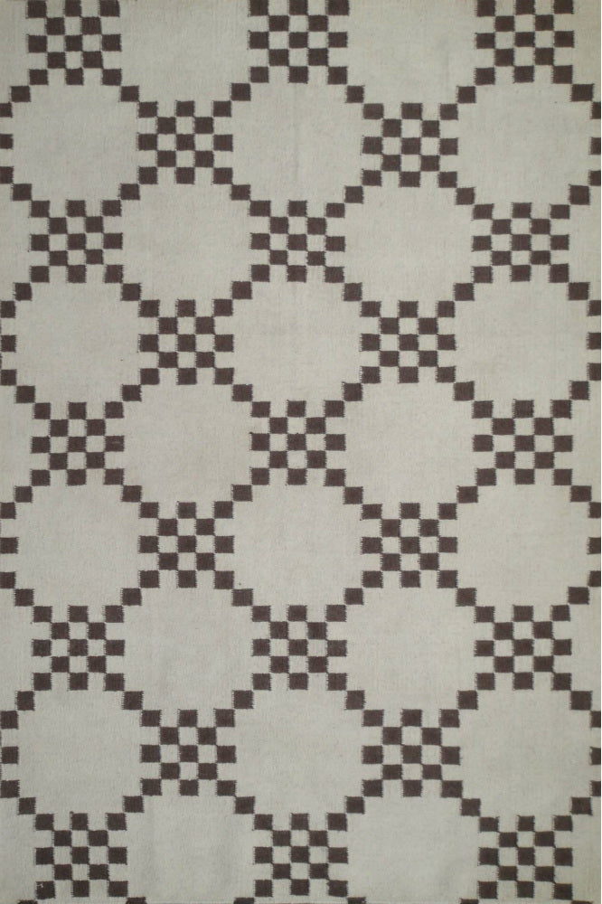 GREY GEOMETRIC HAND WOVEN DHURRIE