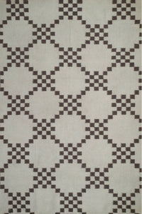 Grey geometric hand woven dhurrie wool hand-woven rug for bedroom