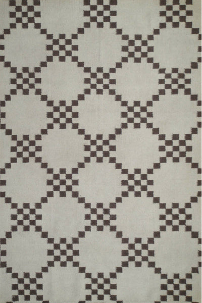 GREY GEOMETRIC HAND WOVEN DHURRIE