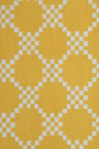 YELLOW AND IVORY LINKS HAND WOVEN DHURRIE by Imperial Knots - Image 2