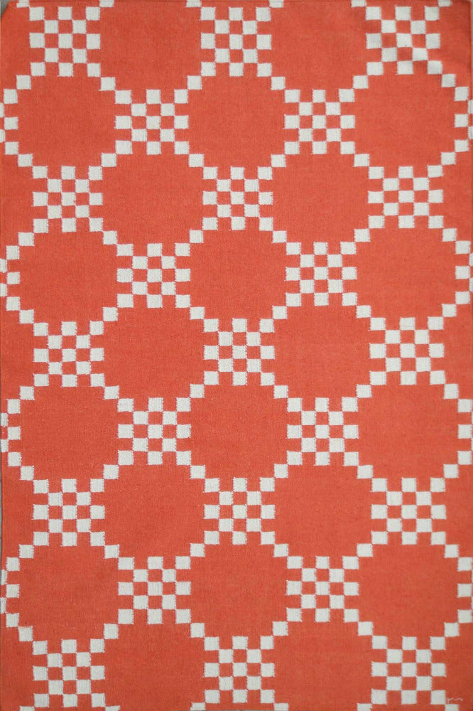 ORANGE IVORY LINKS HAND WOVEN DHURRIE