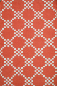 ORANGE IVORY LINKS HAND WOVEN DHURRIE by Imperial Knots - Image 1