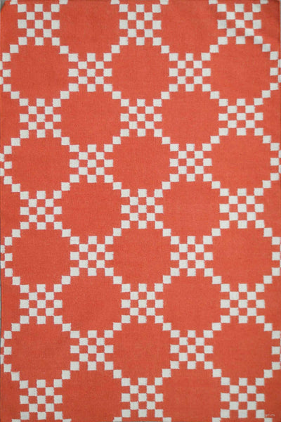ORANGE IVORY LINKS HAND WOVEN DHURRIE