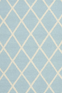 BLUE AND IVORY GEOMETRIC HAND WOVEN DHURRIE by Imperial Knots - Image 2