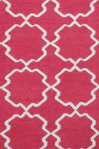 RED AND WHITE MOROCCAN HAND WOVEN DHURRIE by Imperial Knots - Image 2
