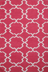 RED AND WHITE MOROCCAN HAND WOVEN DHURRIE by Imperial Knots - Image 1