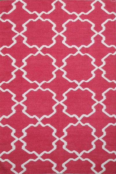 RED AND WHITE MOROCCAN HAND WOVEN DHURRIE