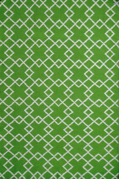 GREEN IVORY TRELLIS HAND WOVEN DHURRIE