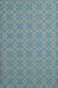 Blue and ivory geometric hand woven dhurrie wool hand-woven rug for bedroom