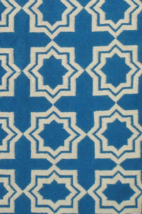 BLUE AND IVORY MOROCCAN HAND WOVEN DHURRIE by Imperial Knots - Image 2