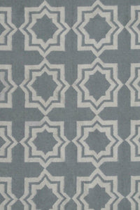 GREY AND IVORY GEOMETRIC HAND WOVEN DHURRIE by Imperial Knots - Image 2