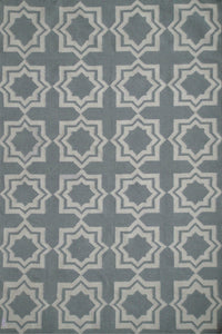GREY AND IVORY GEOMETRIC HAND WOVEN DHURRIE by Imperial Knots - Image 1
