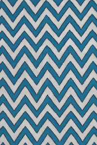 BLUE AND WHITE CHEVRON HAND WOVEN DHURRIE by Imperial Knots - Image 2