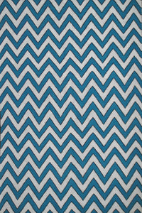 Blue and white chevron hand woven dhurrie wool hand-woven rug for living