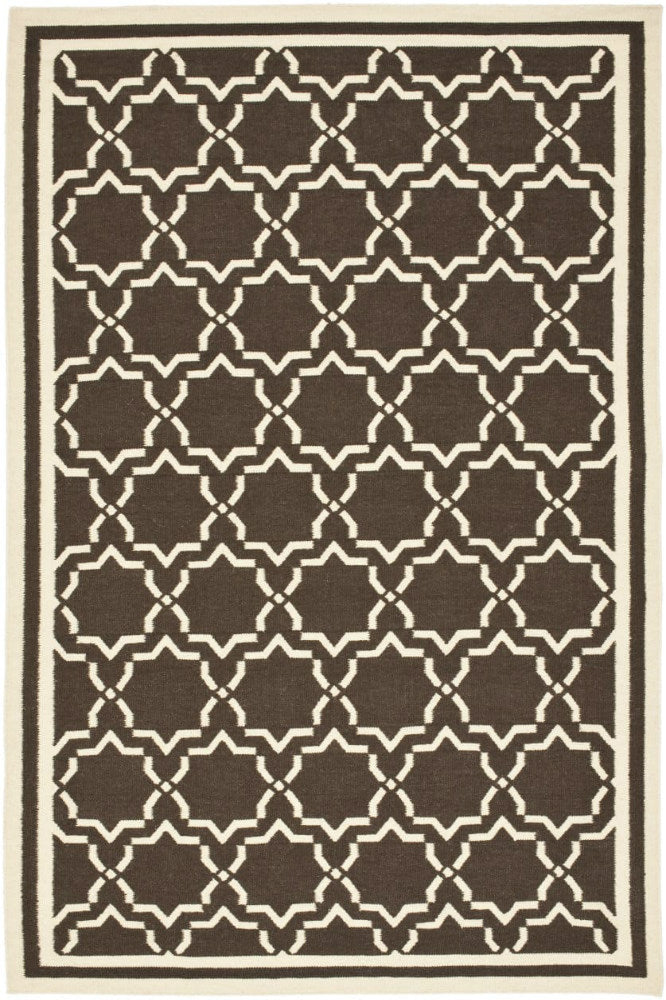 BROWN LATTICE GEOMETRIC HAND WOVEN DHURRIE