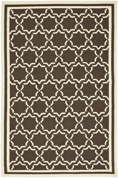 BROWN LATTICE GEOMETRIC HAND WOVEN DHURRIE