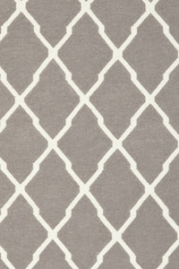 GREY AND WHITE MOROCCAN HAND WOVEN DHURRIE by Imperial Knots - Image 2