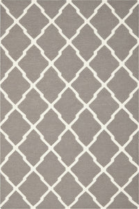 Grey and white moroccan hand woven dhurrie wool hand-woven rug for bedroom