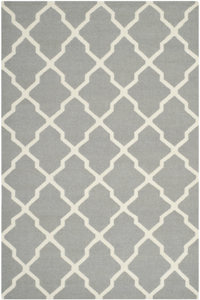 GREY AND WHITE MOROCCAN HAND WOVEN DHURRIE