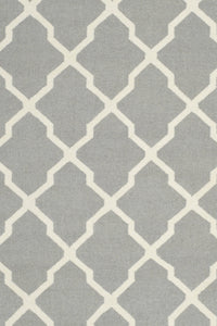 GREY AND WHITE MOROCCAN HAND WOVEN DHURRIE by Imperial Knots - Image 2