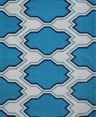 BLUE AND IVORY MOROCCAN HAND WOVEN DHURRIE - Imperial Knots