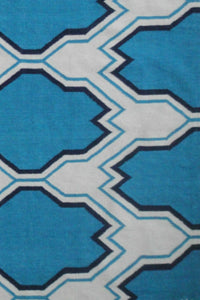 BLUE AND IVORY MOROCCAN HAND WOVEN DHURRIE by Imperial Knots - Image 2