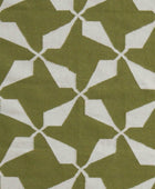 GREEN AND WHITE GEOMETRIC HAND WOVEN DHURRIE