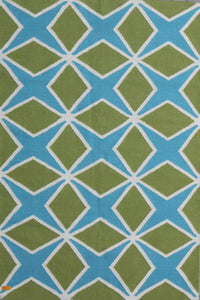 GREEN TRELLIS HAND WOVEN DHURRIE by Imperial Knots - Image 1