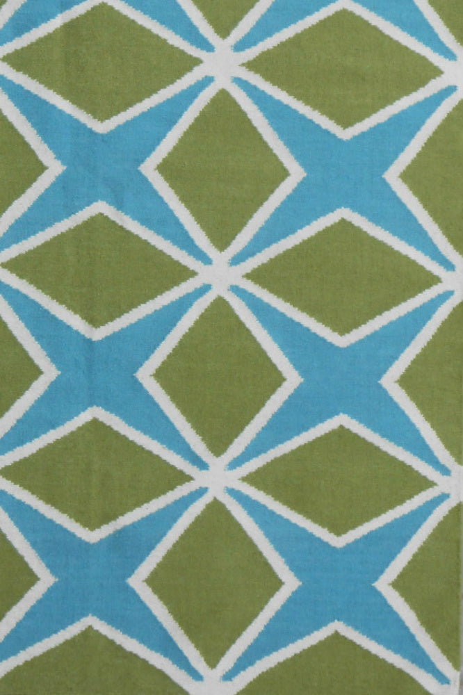 GREEN TRELLIS HAND WOVEN DHURRIE - Imperial Knots
