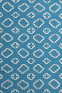 Blue and ivory geometric hand woven dhurrie wool hand-woven rug for bedroom