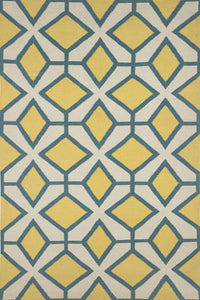 YELLOW IVORY TRELLIS HAND WOVEN DHURRIE by Imperial Knots - Image 1