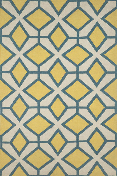 YELLOW IVORY TRELLIS HAND WOVEN DHURRIE
