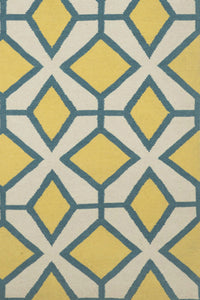 YELLOW IVORY TRELLIS HAND WOVEN DHURRIE by Imperial Knots - Image 3
