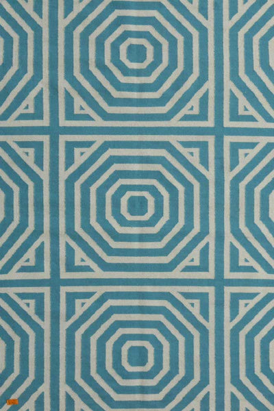BLUE IVORY TRELLIS HAND WOVEN DHURRIE
