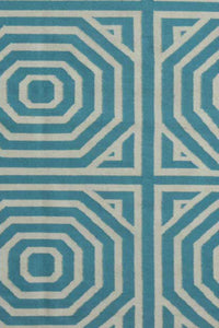 BLUE IVORY TRELLIS HAND WOVEN DHURRIE by Imperial Knots - Image 2
