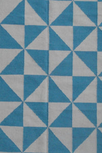 BLUE AND WHITE GEOMETRIC HAND WOVEN DHURRIE by Imperial Knots - Image 2