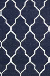 BLUE AND WHITE MOROCCAN HAND WOVEN DHURRIE by Imperial Knots - Image 3