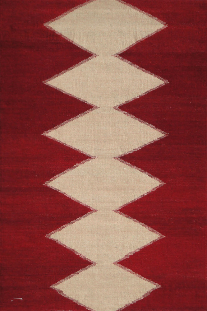 RED AZTEC HAND WOVEN KILIM DHURRIE
