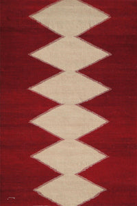 Red aztec hand woven kilim dhurrie wool hand-woven rug for living room