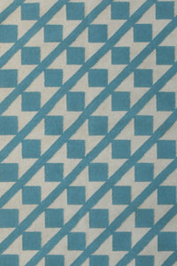 BLUE AND WHITE GEOMETRIC HAND WOVEN DHURRIE by Imperial Knots - Image 2