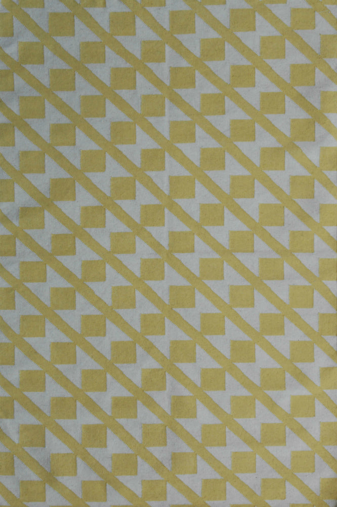 YELLOW AND WHITE GEOMETRIC HAND WOVEN DHURRIE