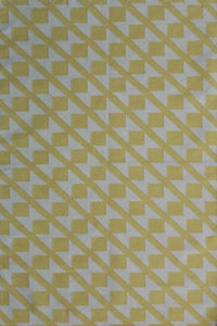 Yellow and white geometric hand woven dhurrie wool hand-woven rug for bedroom