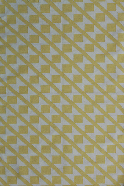 YELLOW AND WHITE GEOMETRIC HAND WOVEN DHURRIE