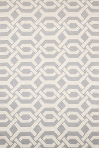 GREY AND IVORY LINKS HAND WOVEN DHURRIE by Imperial Knots - Image 1