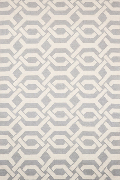 GREY AND IVORY LINKS HAND WOVEN DHURRIE