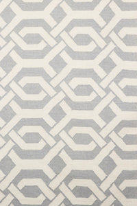GREY AND IVORY LINKS HAND WOVEN DHURRIE by Imperial Knots - Image 3