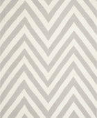 GREY AND WHITE CHEVRON HAND WOVEN DHURRIE