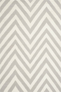 GREY AND WHITE CHEVRON HAND WOVEN DHURRIE by Imperial Knots - Image 1